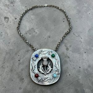 Vintage 1960's Accessocraft NYC Scottish Thistle Medalllion Necklace